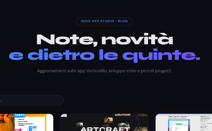 Benvenuti sul blog di VorticeBlu